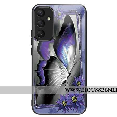 Coque Samsung Galaxy A55 5G Verre Trempé Papillon Violet