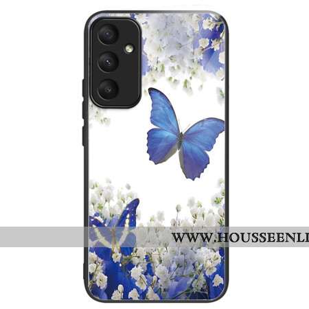 Coque Samsung Galaxy A55 5G Verre Trempé Papillons Bleus