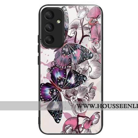 Coque Samsung Galaxy A55 5G Verre Trempé Papillons Violets