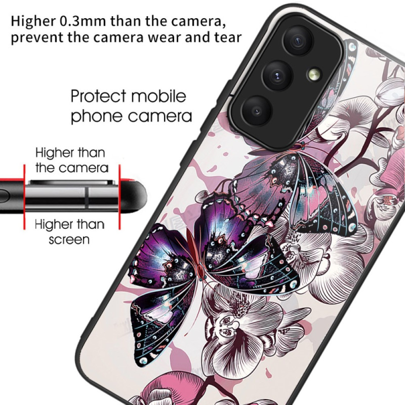 Coque Samsung Galaxy A55 5G Verre Trempé Papillons Violets