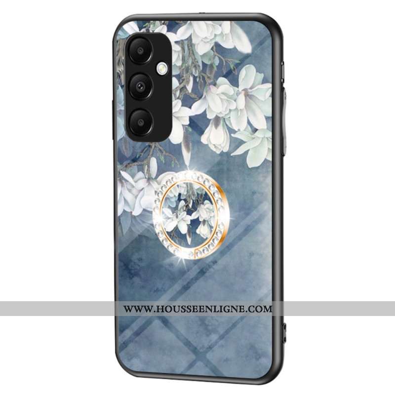 Coque Samsung Galaxy A55 5G Verre Trempé avec Support Motif Floral