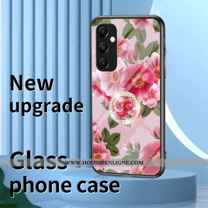 Coque Samsung Galaxy A55 5G Verre Trempé avec Support Motif Floral