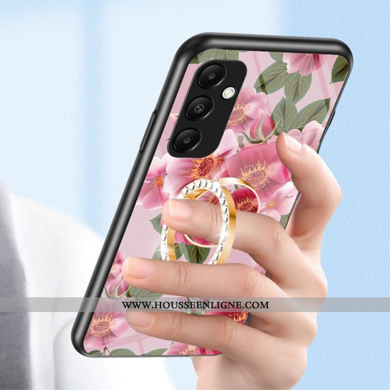 Coque Samsung Galaxy A55 5G Verre Trempé avec Support Motif Floral