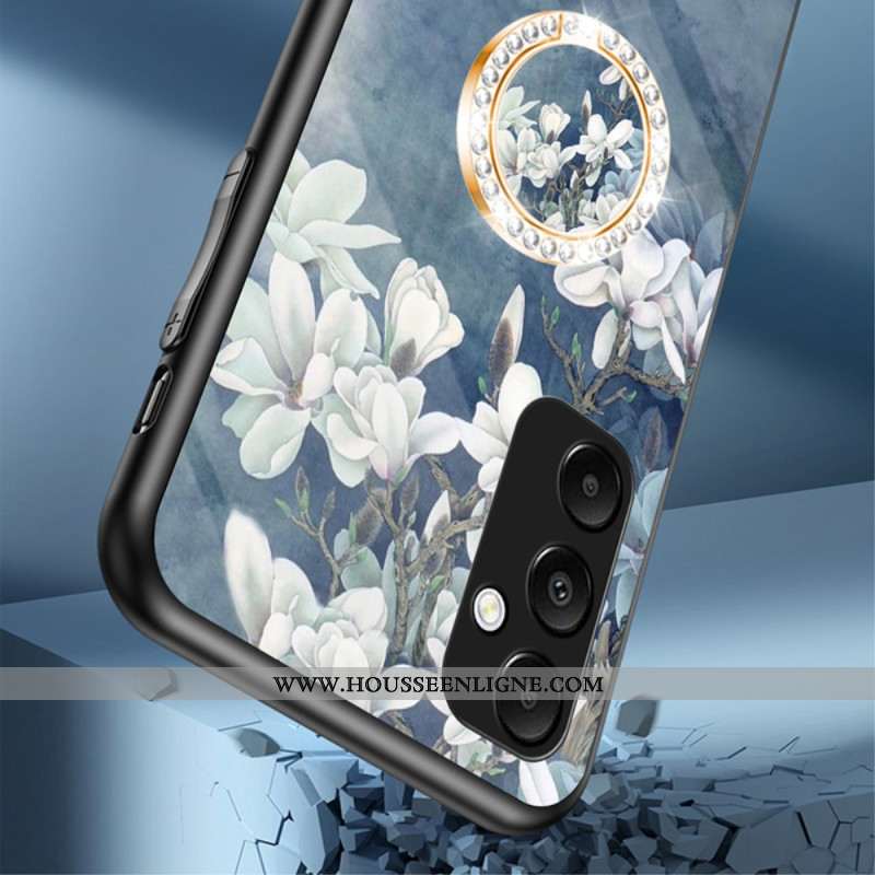 Coque Samsung Galaxy A55 5G Verre Trempé avec Support Motif Floral