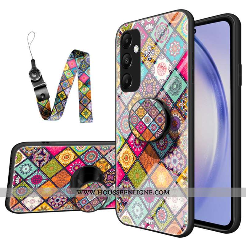 Coque Samsung Galaxy A55 5G avec Support et Lanière Patchwork