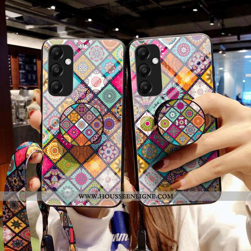 Coque Samsung Galaxy A55 5G avec Support et Lanière Patchwork