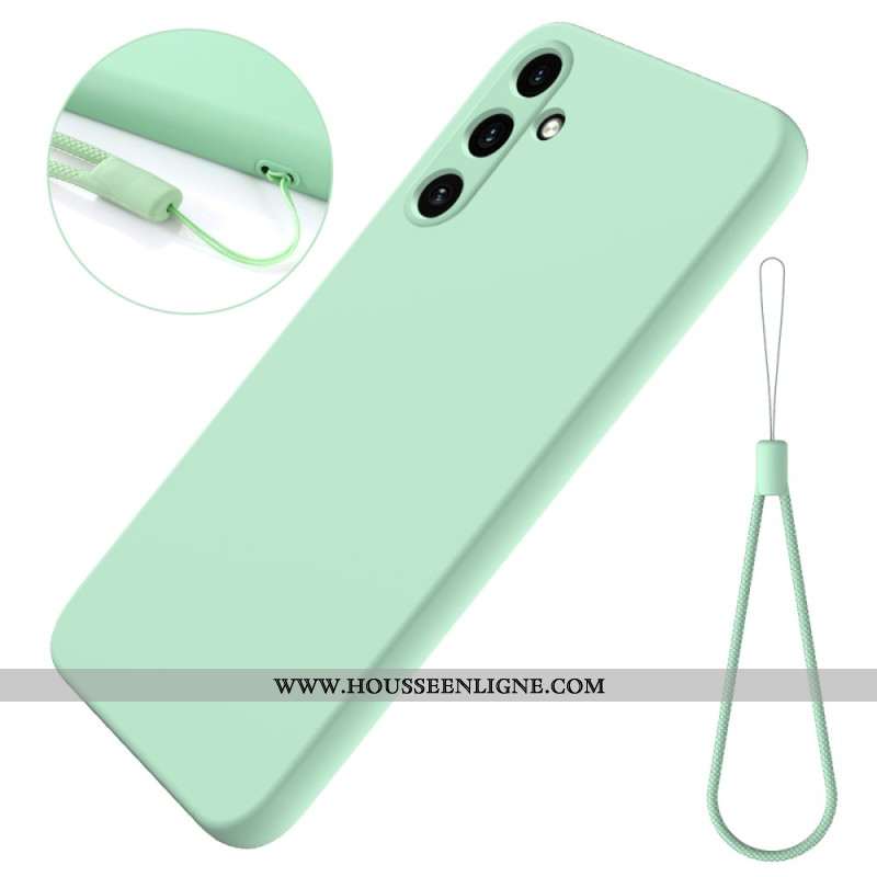 Coque Samsung Galaxy M55 5G Silicone Liquide à Lanière