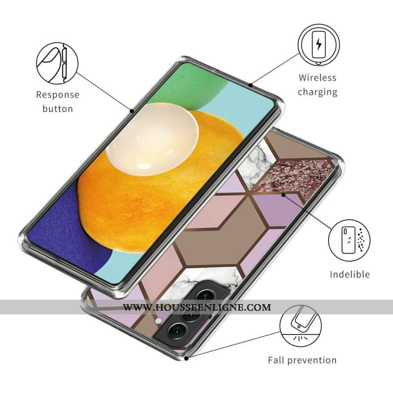 Coque Samsung Galaxy S24 5G Motif Marbre Abstrait Géométrie