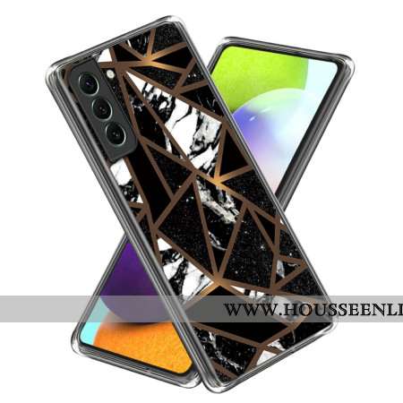 Coque Samsung Galaxy S24 5G Motif Marbre Abstrait Géométrie Noire