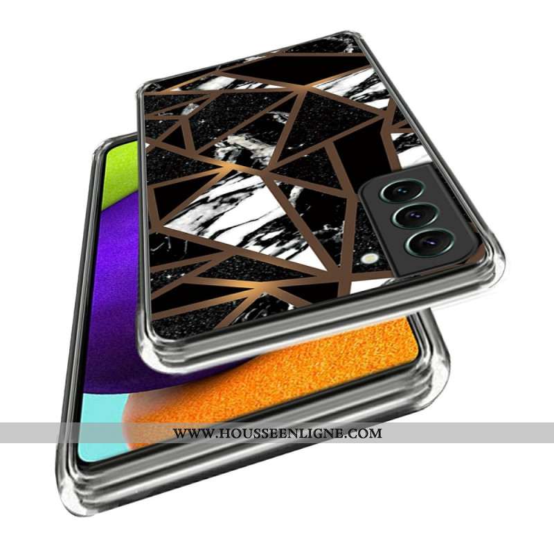 Coque Samsung Galaxy S24 5G Motif Marbre Abstrait Géométrie Noire