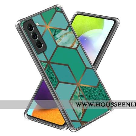 Coque Samsung Galaxy S24 5G Motif Marbre Abstrait Géométrie Verte