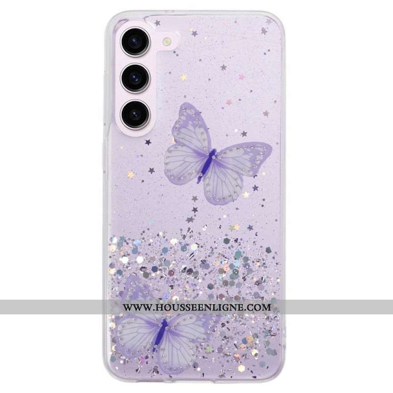 Coque Samsung Galaxy S24 5G Papillons Paillettes