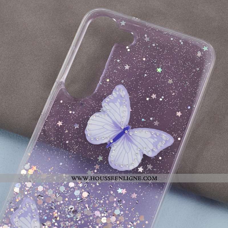 Coque Samsung Galaxy S24 5G Papillons Paillettes