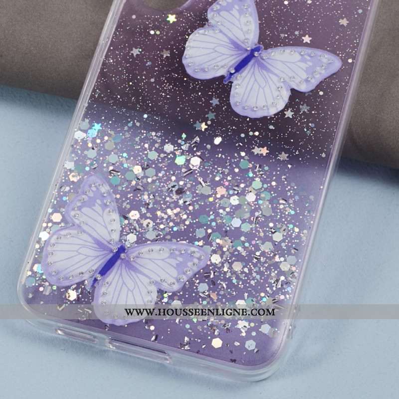 Coque Samsung Galaxy S24 5G Papillons Paillettes