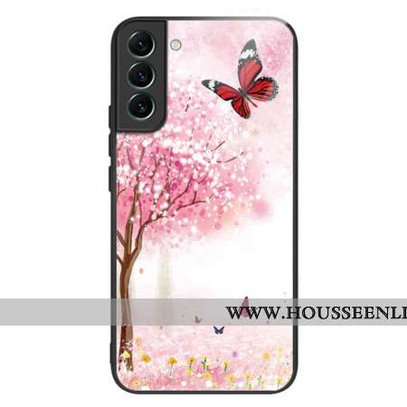 Coque Samsung Galaxy S24 5G Verre Trempé Cerisiers en Fleurs