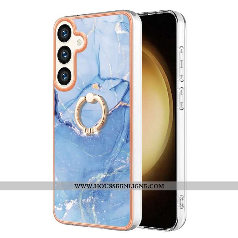 Coque Samsung Galaxy S24 5G avec Anneau-Support Marbre Aquarelle