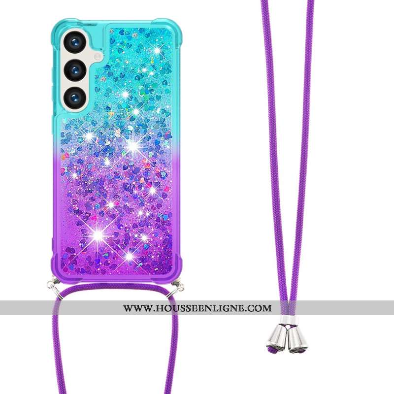 Coque Samsung Galaxy S24 5G à Cordon Dégradé Paillettes