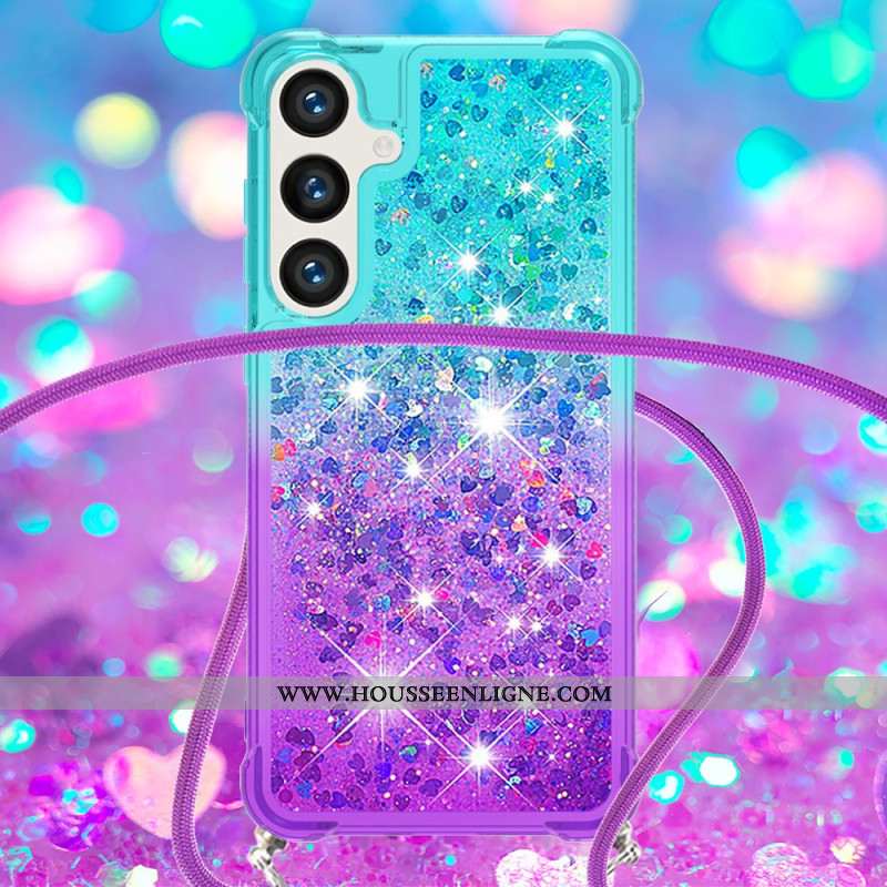 Coque Samsung Galaxy S24 5G à Cordon Dégradé Paillettes