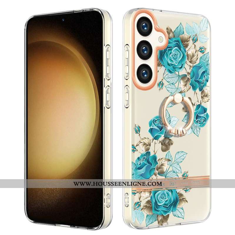 Coque Samsung Galaxy S24 Plus 5G Anneau-Support Florale