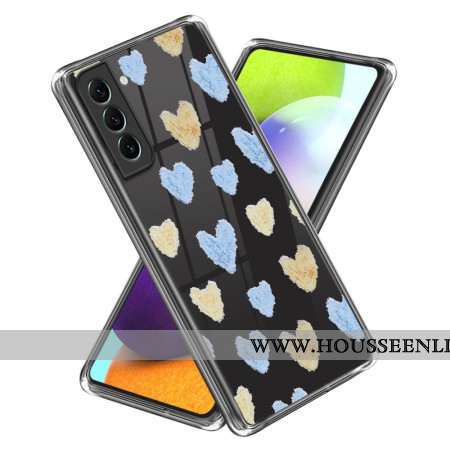 Coque Samsung Galaxy S24 Plus 5G Coeurs Jaunes et Bleus