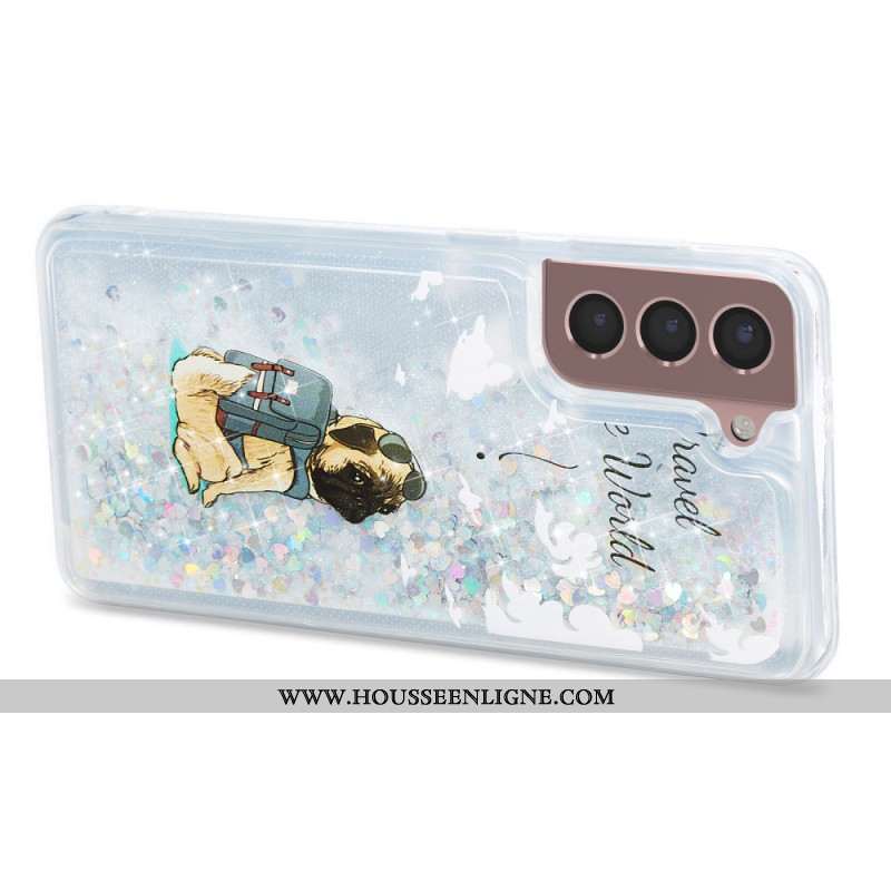 Coque Samsung Galaxy S24 Plus 5G Paillettes Liquides Chien