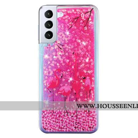 Coque Samsung Galaxy S24 Plus 5G Paillettes Liquides Oiseau