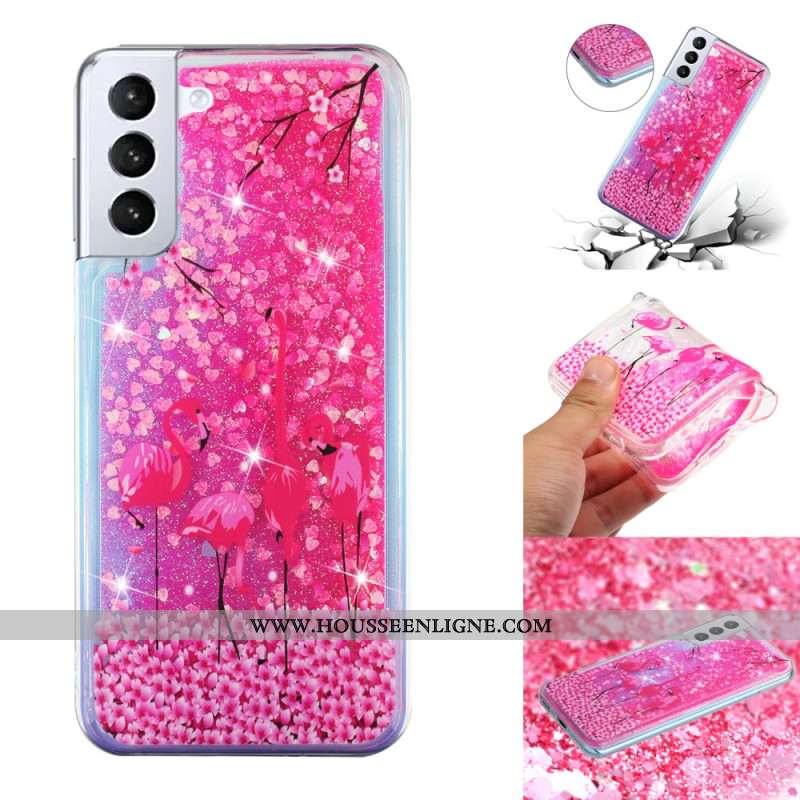 Coque Samsung Galaxy S24 Plus 5G Paillettes Liquides Oiseau