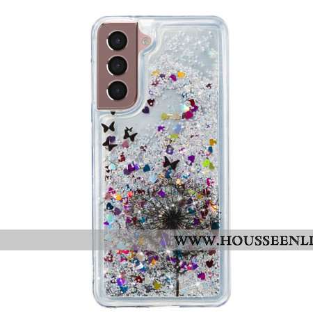 Coque Samsung Galaxy S24 Plus 5G Paillettes Liquides Pissenlit