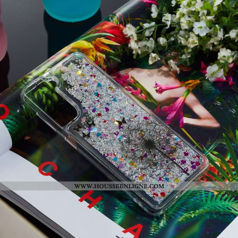 Coque Samsung Galaxy S24 Plus 5G Paillettes Liquides Pissenlit