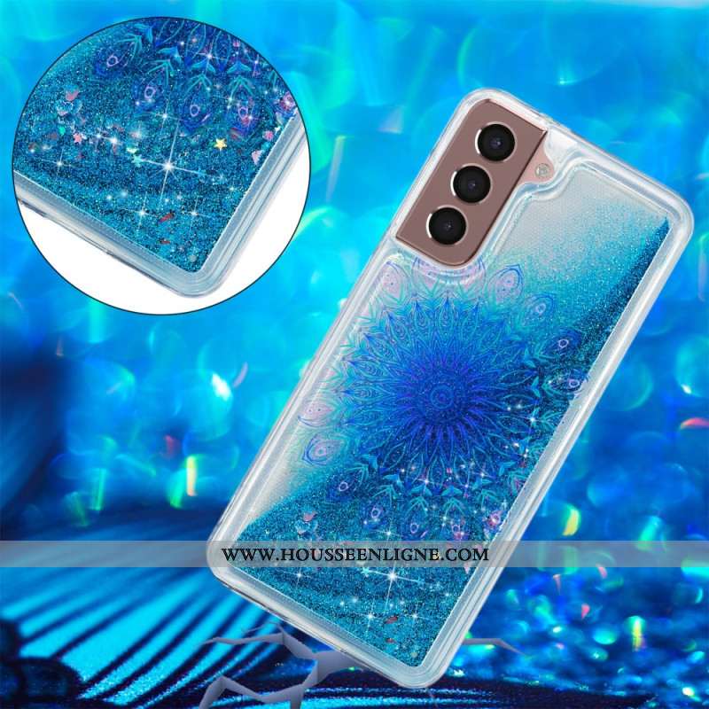 Coque Samsung Galaxy S24 Plus 5G Paillettes Liquides et Mandala