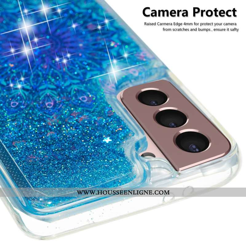 Coque Samsung Galaxy S24 Plus 5G Paillettes Liquides et Mandala