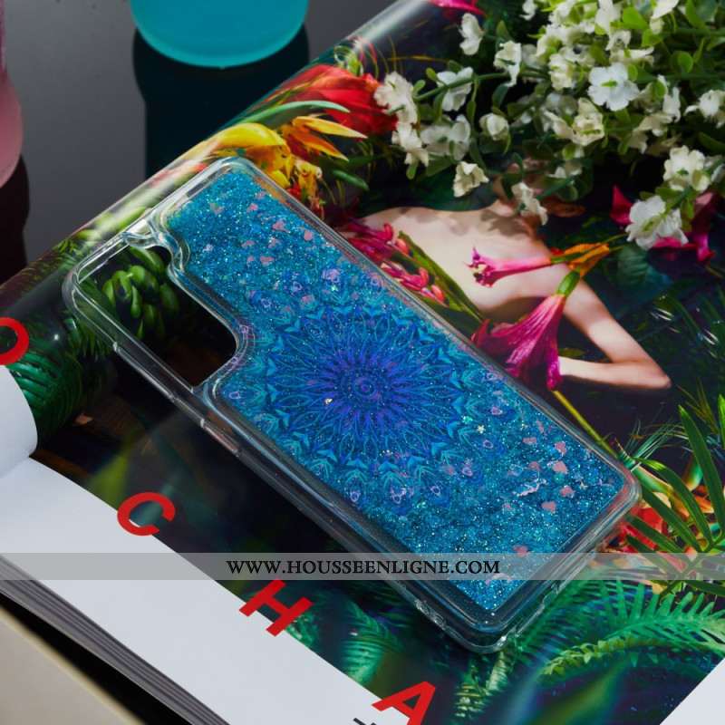 Coque Samsung Galaxy S24 Plus 5G Paillettes Liquides et Mandala