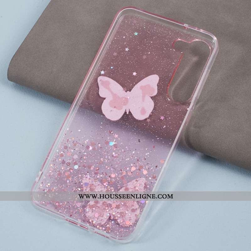 Coque Samsung Galaxy S24 Plus 5G Paillettes Papillons