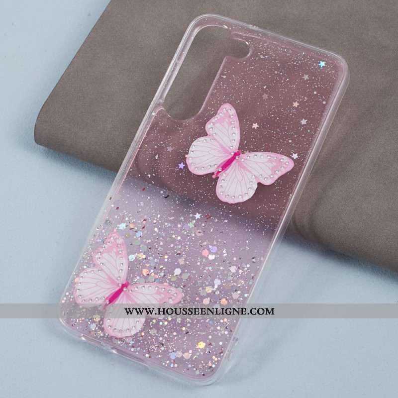 Coque Samsung Galaxy S24 Plus 5G Paillettes Papillons