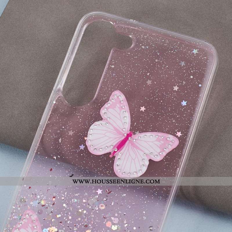 Coque Samsung Galaxy S24 Plus 5G Paillettes Papillons