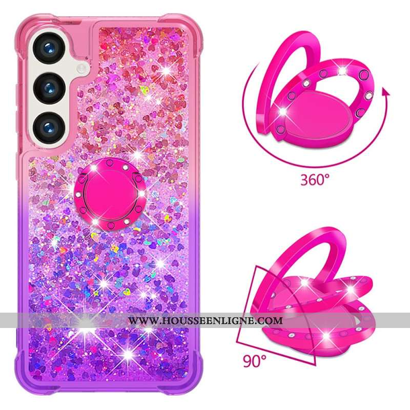 Coque Samsung Galaxy S24 Plus 5G Paillettes et Anneau-Support