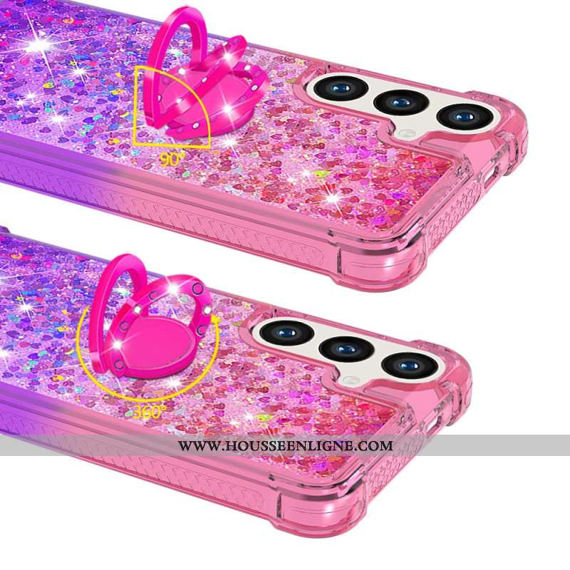 Coque Samsung Galaxy S24 Plus 5G Paillettes et Anneau-Support