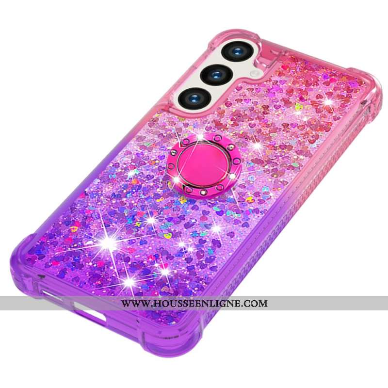 Coque Samsung Galaxy S24 Plus 5G Paillettes et Anneau-Support