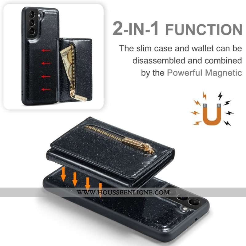 Coque Samsung Galaxy S24 Plus 5G Pailletée Portefeuille Détachable DG.MING