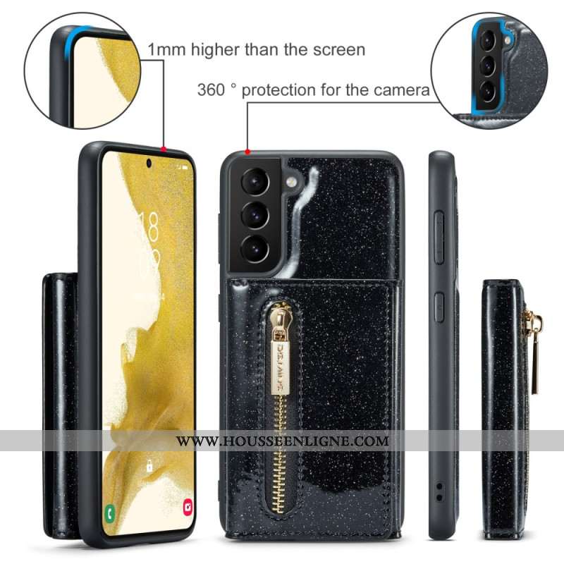 Coque Samsung Galaxy S24 Plus 5G Pailletée Portefeuille Détachable DG.MING