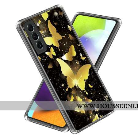 Coque Samsung Galaxy S24 Plus 5G Papillons Dorés