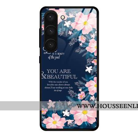 Coque Samsung Galaxy S24 Plus 5G Verre Trempé Fleurs Roses