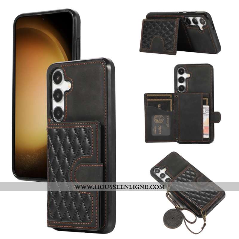 Coque Samsung Galaxy S24 Plus 5G avec Porte-Cartes Support et Bandoulière