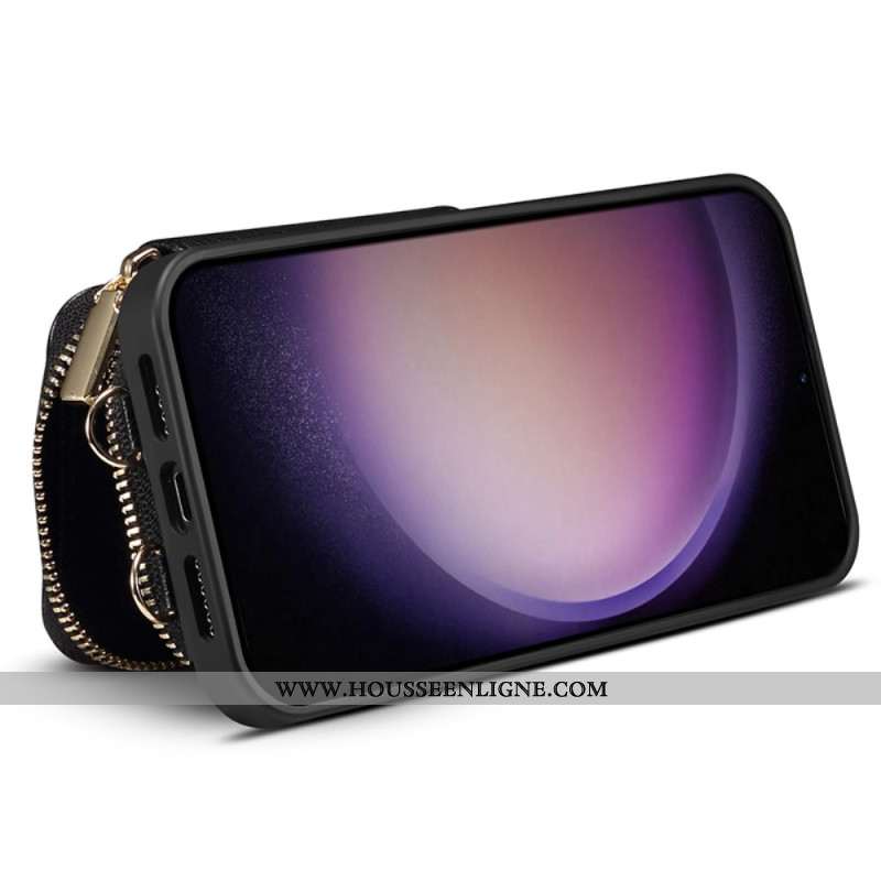 Coque Samsung Galaxy S24 Plus Portefeuille Intégré et Bandoulière