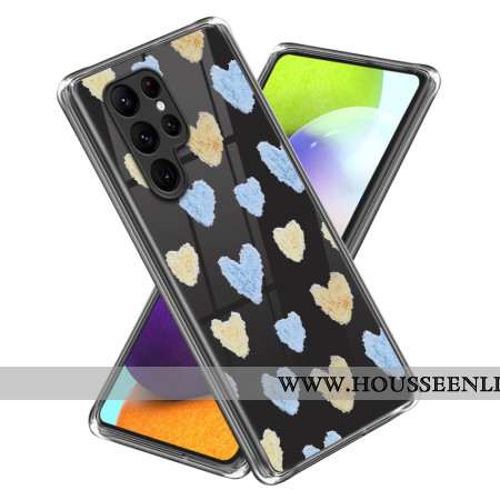 Coque Samsung Galaxy S24 Ultra 5G Coeurs Jaunes et Bleus