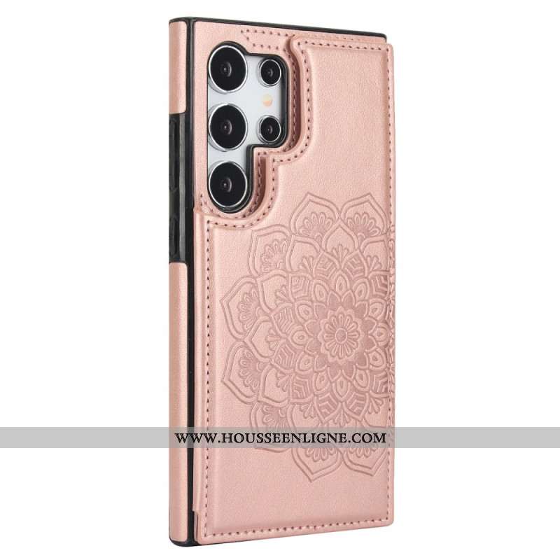 Coque Samsung Galaxy S24 Ultra 5G Motif Fleur Mandala et support