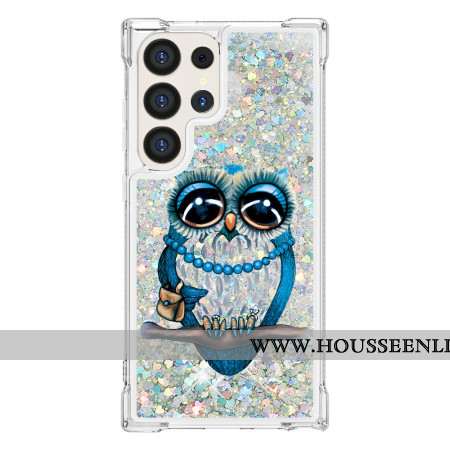 Coque Samsung Galaxy S24 Ultra 5G Paillettes Chouette