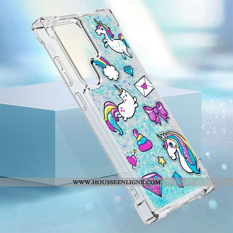 Coque Samsung Galaxy S24 Ultra 5G Paillettes Licornes et Diamants