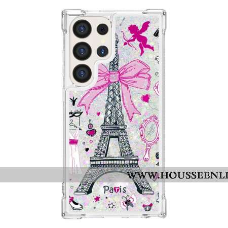 Coque Samsung Galaxy S24 Ultra 5G Paillettes Tour Eiffel