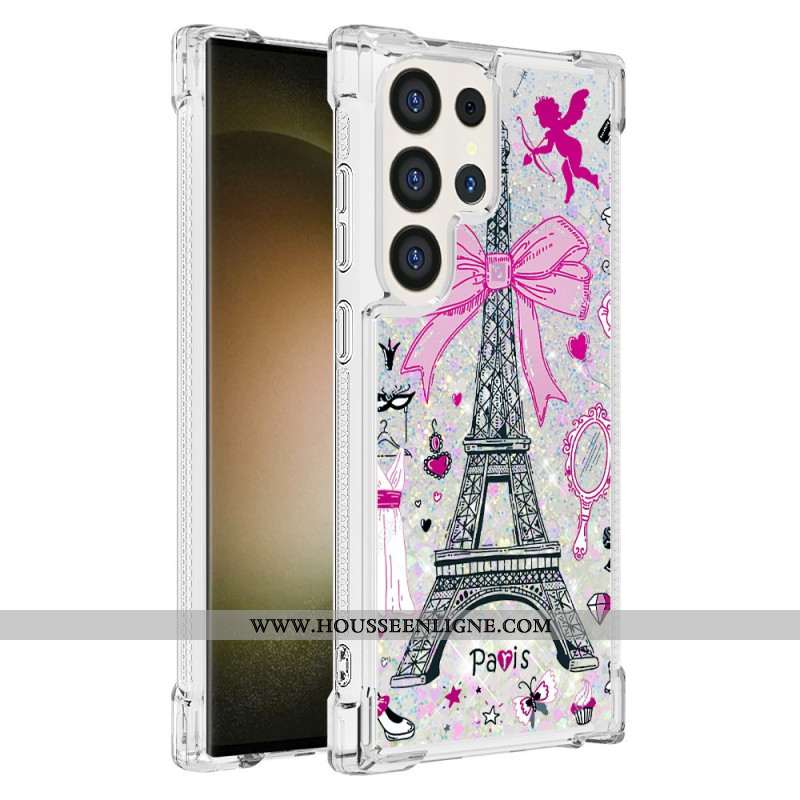 Coque Samsung Galaxy S24 Ultra 5G Paillettes Tour Eiffel